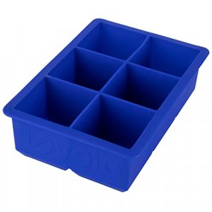 Tovolo King Cube Ice Mold Tray, Long Lasting Sturdy Silicone, Fade-Resistant, 2 Inch Cubes, Stratus Blue