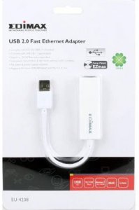 Edimax USB 2.0 Fast Ethernet LAN Adapter, USB to RJ45 100Mbps Network LAN Converter, Plug and Play, Windows, MacBook Pro/Air and More, EU-4208, White