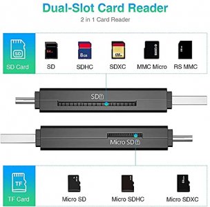 Vanja USB Type C SD Card Reader, USB 3.0 Micro SD Card Reader Adapter Used for SD-3C SD Micro SD TF SDXC SDHC MMC RS-MMC Micro SDXC Micro SDHC UHS-I