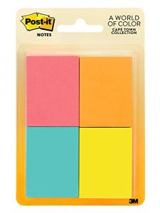 Post-it Mini Notes,1.5x2 in 4 Pads,America's #1 Favorite Sticky Notes,Cape Town Collection Bright Colors (Magenta, Pink, Blue, Green) (653-8AF)