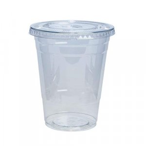 Comfy Package [100 Sets] 16 oz. Clear Plastic Cups With Flat Lids