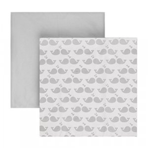 Tadpoles BFS2MF123 52 x 28 x 8 2-Piece Whales Patterned Microfiber Fitted Crib Sheets in Grey