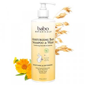 Babo Botanicals Moisturizing Plant-Based 2-in-1 Shampoo & Wash - with Organic Calendula & Oat Milk - For Babies, Kids & Adults with Sensitive or Dry