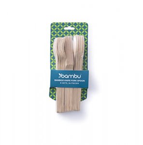 Bambu, Disposable Bamboo Utensils, Set of 100% Organic Biodegradable and Compostable Knives, Forks and Spoons for Weddings, Parties, Picnics, Events