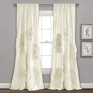 Lush Decor, Ivory Serena Window Panel for Living, Dining Room, Bedroom (Single Curtain), 84 x 54 L