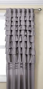 Intelligent Design Grey Living Room, Casual Rod Pocket Ruffle Bedroom, Solid Waterfall Back Tab Fabric Window Curtains, 50X84, 1-Panel Pack