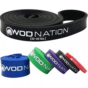 WOD Nation Pull Up Assistance Band - Best for Pullup Assist, Chin Ups, Resistance Bands Exercise,Good forCrossfit -41 inch Straps - Single Black Band