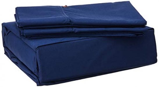 Tommy Hilfiger Signature Solid Sheet Set, Queen, Dark Blue