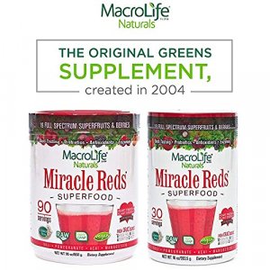 MacroLife Naturals Miracle Reds Superfood Powder - 19 Antioxidant-Rich Fruits & Berries, Polyphenols, Enzymes, Probiotics - Raw, Non-GMO, Organic, Ve