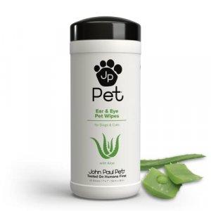 John Paul Pet Ear & Eye Pet Wipes for Dogs and Cats, 2 in 1, Safe, Clean Face, Infused with Aloe, pH Balanced, Cruelty Free, Paraben Free, Made in US