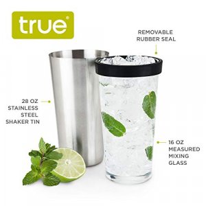 True Barkeep Boston Shaker, Stainless Steel Cocktail Shaker Tin & Mixing Glass Set with Measurements
