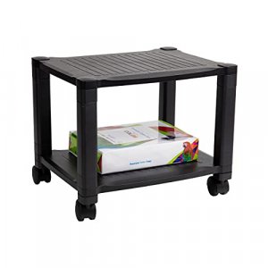 Mind Reader Classify Mobile Printer Cart with Cable Management, BlK, 2 Tiers, Black