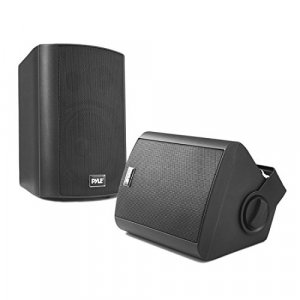 Wall Mount Home Speaker System - Active + Passive Pair Wireless Bluetooth-Weatherproof Stereo Sound Speaker Set- Pyle PDWR52BTBK (Black), 5.25 Inch