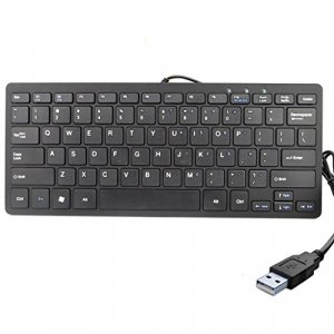 iKKEGOL USB Mini Slim Wired 78 Key Small Super Thin Compact Keyboard for Desktop Laptop PC Win 7 Mac (Black)