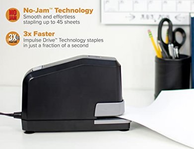 BOSTITCH Impulse 45 Sheet Electric Stapler Value Pack - Double Heavy Duty, No-Jam with Trusted Warranty Guaranteed by Bostitch, Black (B8E-Value)