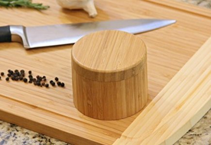 Round Bamboo Salt Box Eco-Friendly, 100% Organic bamboo, Professional-Grade,The best salt storage container on the market.