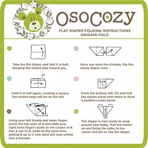 OsoCozy - Organic Flat Cloth Diapers (Dozen) - 27 x 30.5 - One-Layer Nappies Made of Soft, Durable 100% Birdseye Cotton - The Best Organic Diapers