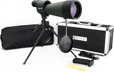 BARSKA Benchmark 25-125x88 Waterproof Straight Spotting Scope, Green/ Black