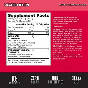 BSN Amino X Muscle Recovery & Endurance Powder with BCAAs, 10 Grams of Amino Acids, Keto Friendly, Caffeine Free, Flavor: Watermelon, 30 Servings