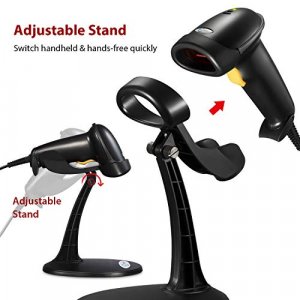 Barcode Scanner, Wired Handheld Bar Code Scanner with Adjustable Stand, Esky Automatic 1D USB Laser Scanner Support Windows/Mac/Linux for POS System