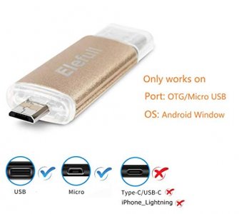 USB Flash Drive 64GB for Android Smart Cell Phone Tablet Computer Car Player TV Projectors Free Up - Micro USB Port Copy Photos Video (64GB Gold)