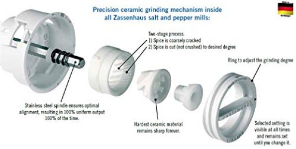 Zassenhaus Berlin Wood Mill Refillable Pepper Grinder, 9.4 Inches, Natural