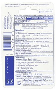 Abreva Cold Sore/Fever Blister Treatment, Pump 0.07 oz (2 g) (Abreva Pump)