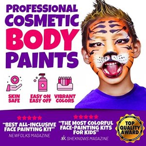 Blue Squid Face Paint Kit for Kids - 160pcs, 22 Colors, Ultimate Face Painting K