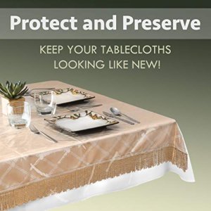 Elaine Karen Clear Tablecloth Protector 100% Waterproof Crystal Clear Plastic Cover for Dining Table Heavy Duty Vinyl, 60
