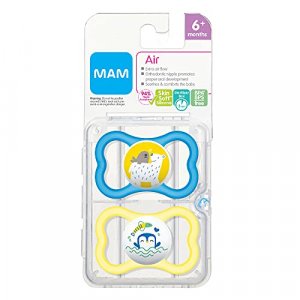 MAM Air Pacifiers (2 pack), MAM Sensitive Skin Pacifier 6+ Months, Best Pacifier for Breastfed Babies, Baby Boy Pacifiers