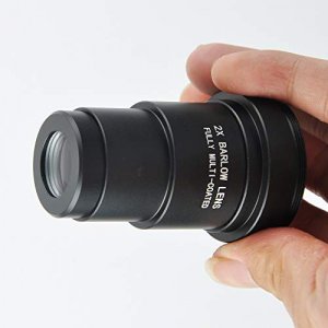 Gosky 1.25 Inch 2X Fully Blackened Metal Barlow Lens and Camera T Adapter for Telescopes Eyepiece - Accept 1.25inch Filters-Also Can Be Used for Astr
