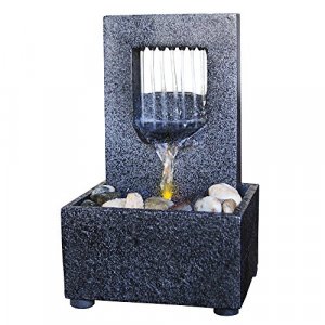 Nature's Mark Raining Spout LED Relaxation Water Fountain with Authentic River Rocks 10063