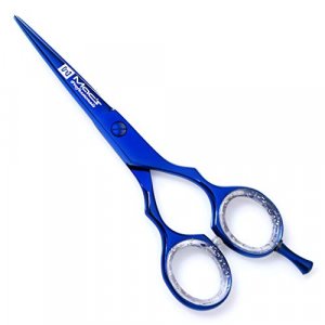 Macs Professional Razor Edge Barber Hair Cutting Scissors - Japanese Stainless Steel Salon Scissors - 5.5 Overall Length - Fine Adjustment - Blue Tit