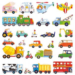 DECOWALL DW-1405 The Transports Kids Wall Stickers Wall Decals Peel and Stick Removable Wall Stickers for Kids Nursery Bedroom Living Room dcor