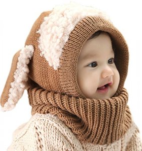Baby Girls Boys Winter Hat Scarf Earflap Hood Scarves Skull Caps Coffee One Size