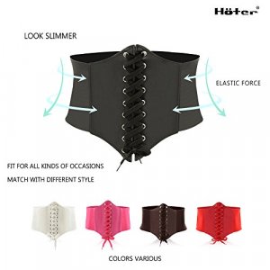 HOTER Black Lace-up Corset Style Elastic Cinch Belt