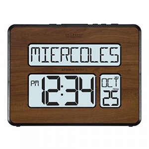 La Crosse Technology 513-1419BL-WA-INT Atomic Large Full Digital Calendar Clock, Pack of 1, Brown