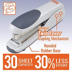 Max HD-50DFGY Max Flat-Clinch Standard Stapler, 30 Sheet Capacity, Gray