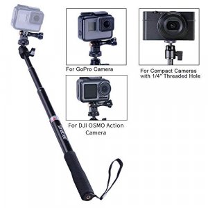 Smatree Extendable Aluminum Selfie Stick/Monopod GoPro Max/Hero/GOPRO Hero(2018)/AKASO GeekPro SJCAM SJ4000 SJ5000 Xiaomi Yi Camera Action 2 Camera