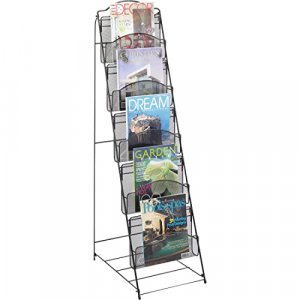 Safco Products Onyx Floor Literature Organizer Rack, 5 Pocket, 6461BL, Black Powder Coat Finish, Durable Steel Mesh Space-saving Functionality