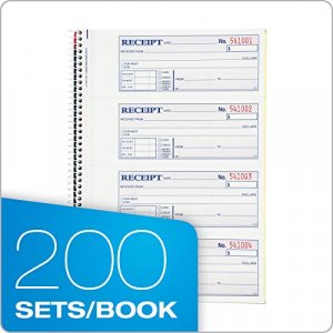 Adams Money and Rent Receipt Book, 2-Part Carbonless, 7-5/8