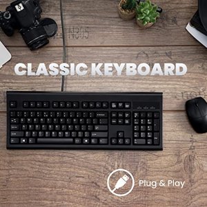 Perixx Periboard-106, Wired Performance Full Size Keyboard, Curve Ergonomic Keys, Black, US English Layout (11204)
