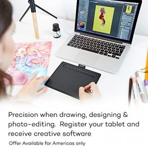 Wacom Intuos Wireless Graphics Drawing Tablet for Mac, PC, Chromebook & Android (small) with Software Included - Black (CTL4100WLK0)