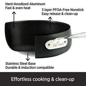 All-Clad E7852664 HA1 Hard Anodized Nonstick Dishwaher Safe PFOA Free Sauce Pan Cookware, 2.5-Quart, Black