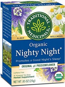 Traditional Medicinals Organic Nighty Night with Passionflower Herbal Tea, Promotes a Good Nights Sleep, (Pack of 1) - 16 Tea Bags