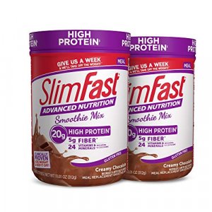 SlimFast Advanced Nutrition High Protein Meal Replacement Smoothie Mix, Creamy Chocolate, Weight Loss Powder, 20g of Protein, 12 Servings (Pack of 2)
