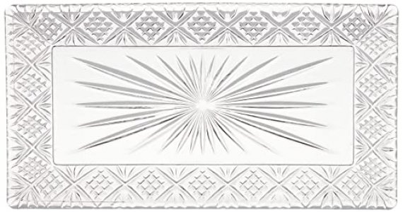 Godinger Dublin Rectangular Crystal Tray, 12 Inch x 6.5 Inch