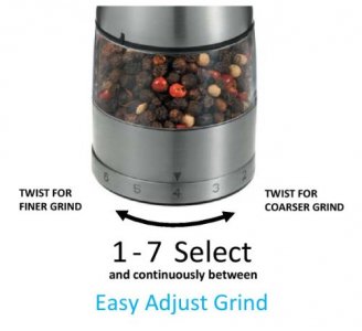 Prodyne Smart Grind Lighted Electric Mill, Stainless