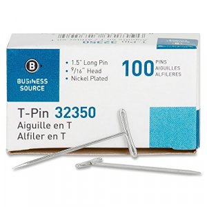 Business Source T-Pins, 1-1/2-Inch, Silver, 100/Box