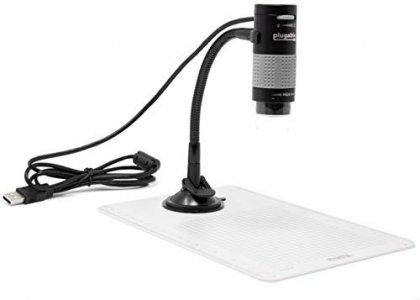 Plugable USB 2.0 Digital Microscope with Flexible Arm Observation Stand Compatible with Windows, Mac, Linux (2MP, 250x Magnification)